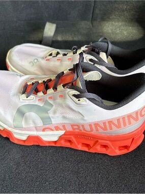 On Running Men's White and Orange Trail Running Shoes
